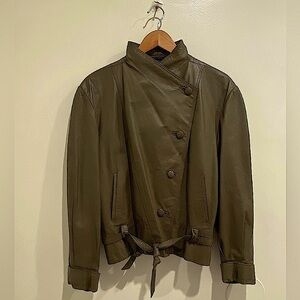 Army green leather jacket